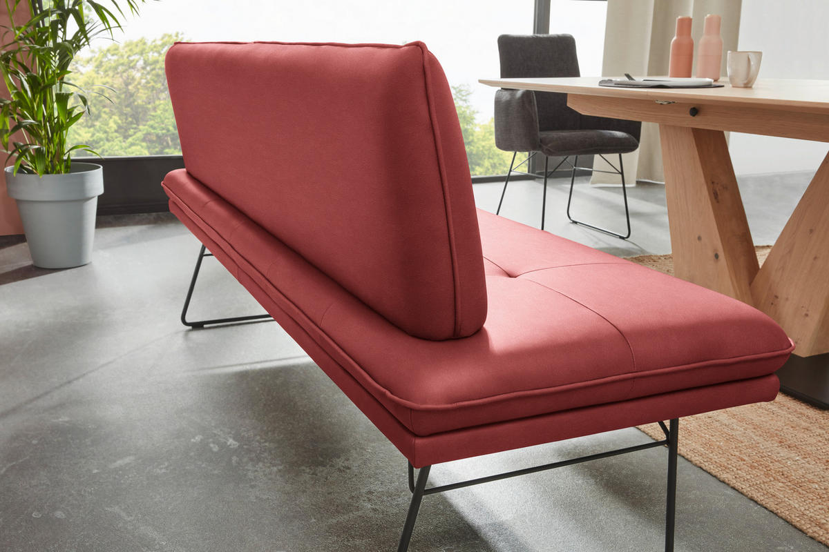 SITZBANK in Metall, Textil Rot, Schwarz  - Rot/Schwarz, Design, Textil/Metall (195/87/65cm) - Dieter Knoll