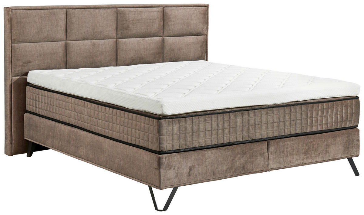 BOXSPRINGBETT 180/200 cm in Graubraun