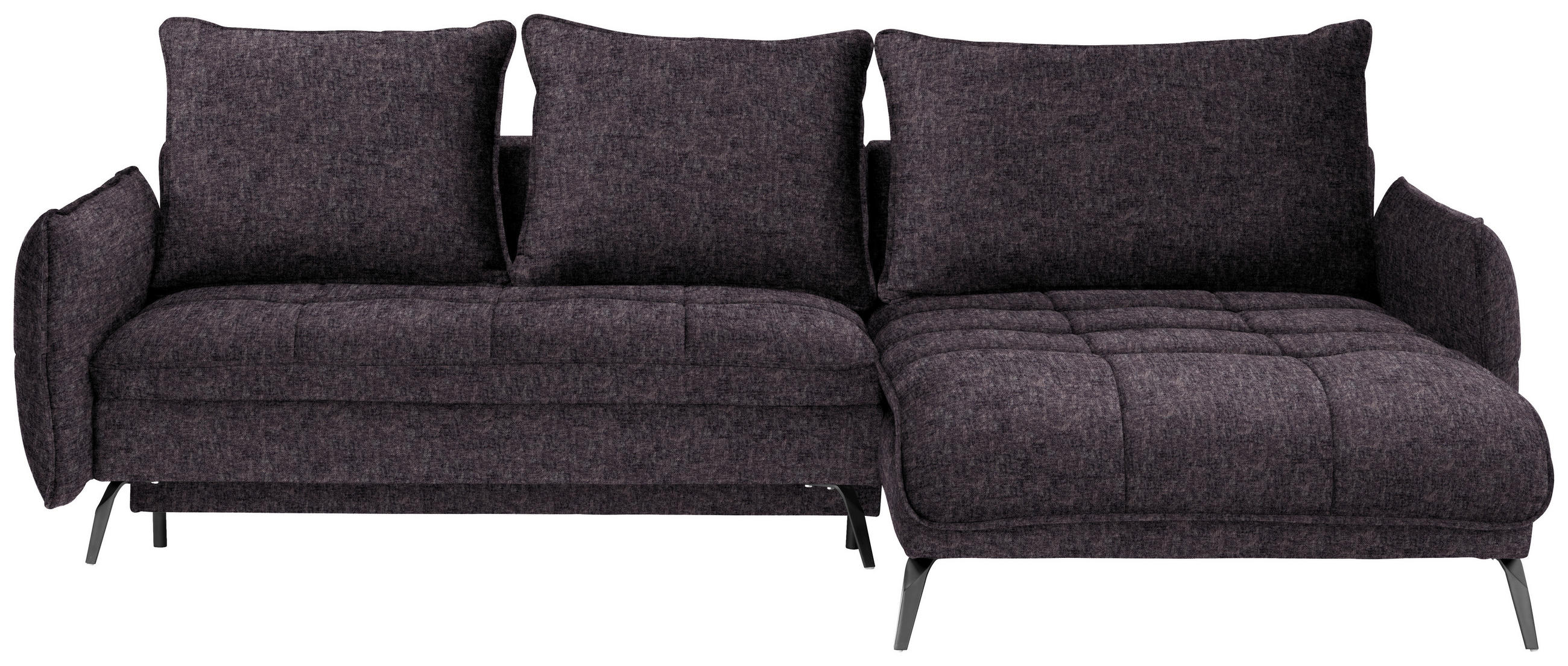 ECKSOFA in Flachgewebe Anthrazit  - Anthrazit/Schwarz, Design, Textil/Metall (273/180cm) - Hom`in