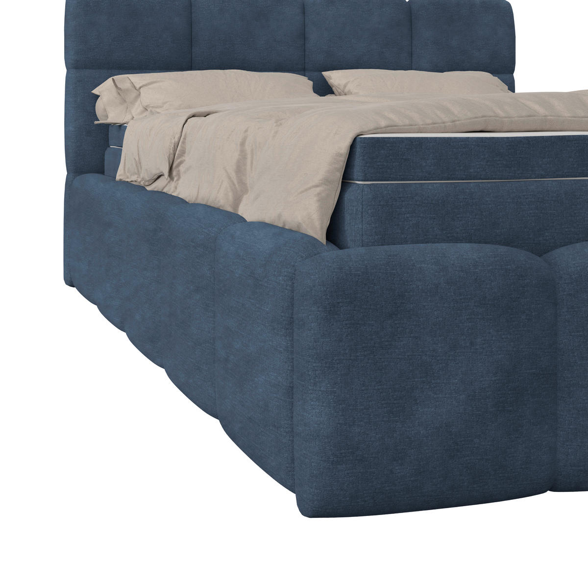 POLSTERBETT 140/200 cm,  in Blau, Matratze, Bettkasten, H3 = fest  - Blau/Schwarz, Trend, Kunststoff/Textil (140/200cm)