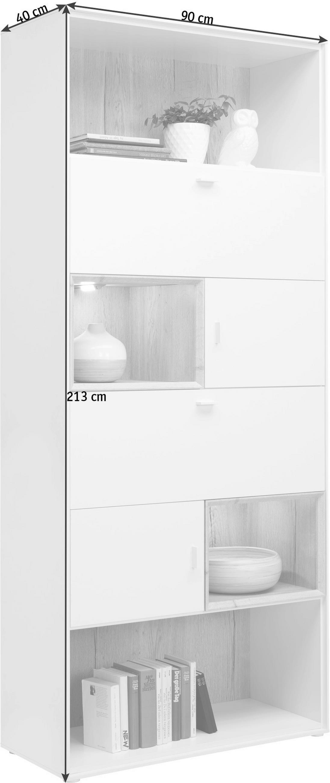 REGÁL  - biela/farba duba, Design, kov/kompozitné drevo (90/213/40cm) - Hom`in