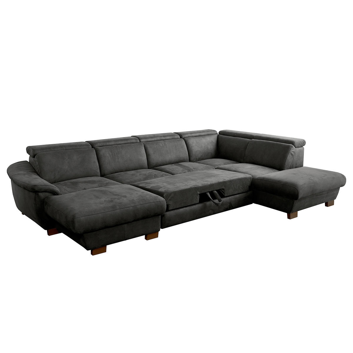 WOHNLANDSCHAFT Mikrofaser Anthrazit  - Wengefarben/Anthrazit, Design, Holz/Textil (238/347/273cm) - Livetastic