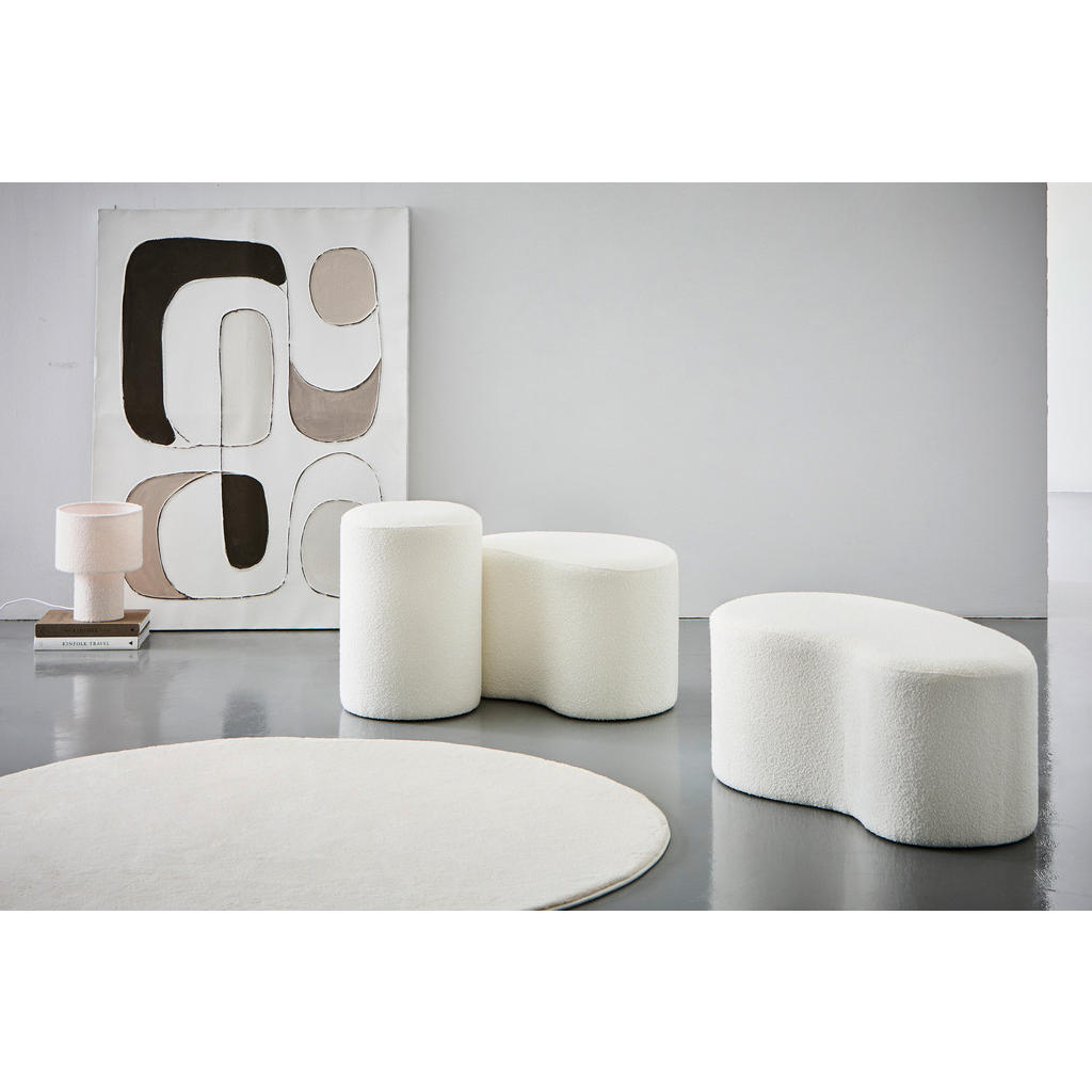 Thumbnail - Mid.you Pouf, Weiß, Textil, Holzwerkstoff, Füllung: Schaumstoff, 56.5x35x40 cm, Wohnzimmer, Hocker, Poufs