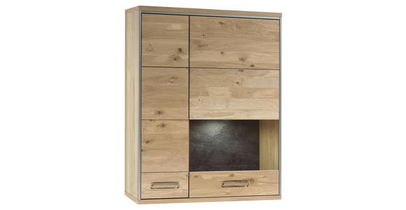 HÄNGEELEMENT Eiche furniert, massiv Eichefarben  - Edelstahlfarben/Eichefarben, KONVENTIONELL, Glas/Holz (94/120/39cm) - Cantus