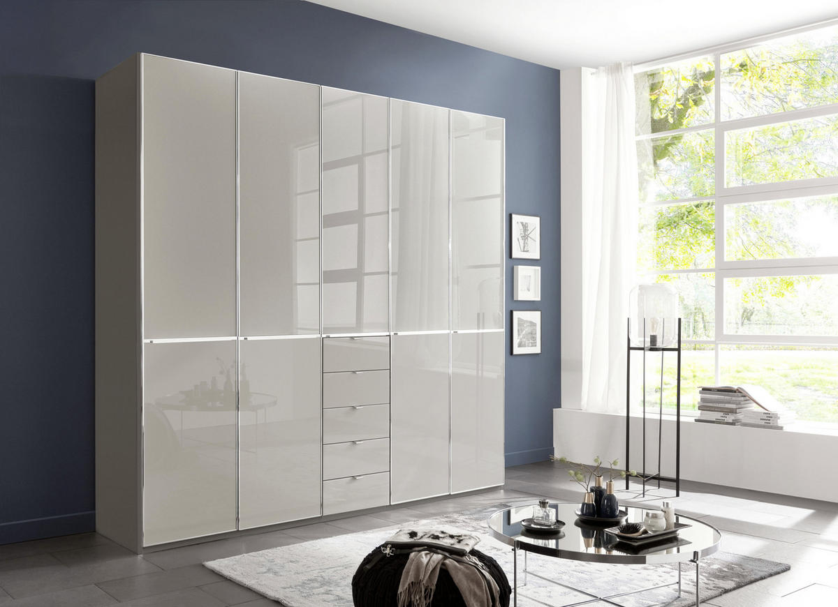 KLEIDERSCHRANK in Grau, Dunkelgrau  - Chromfarben/Dunkelgrau, Konventionell, Glas/Holzwerkstoff (250/236/58cm) - Novel