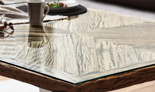 Esstisch Recyclingholz Massiv Rechteckig Naturfarben