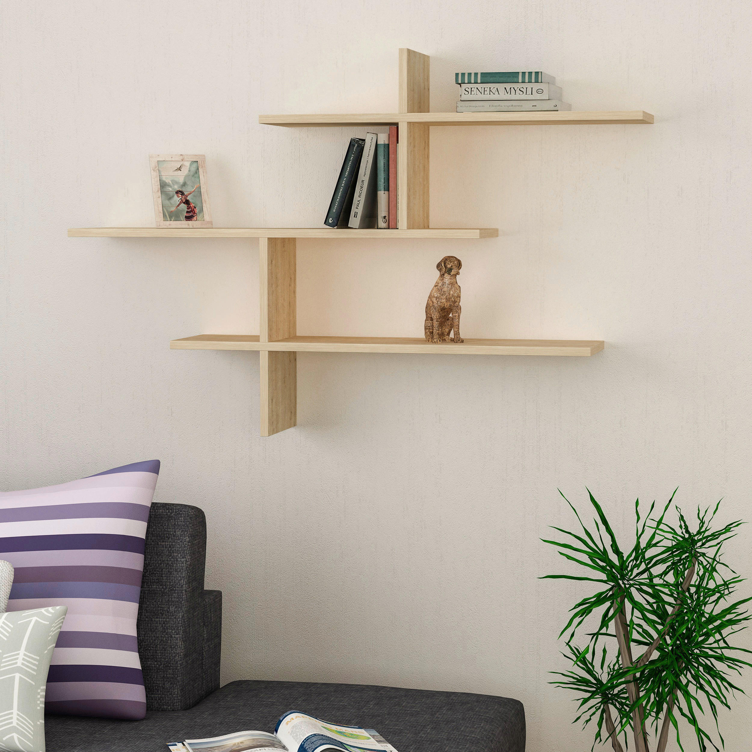 WANDREGAL 123/81/22 cm  - Eichefarben, Design, Holzwerkstoff (123/81/22cm) - Livetastic