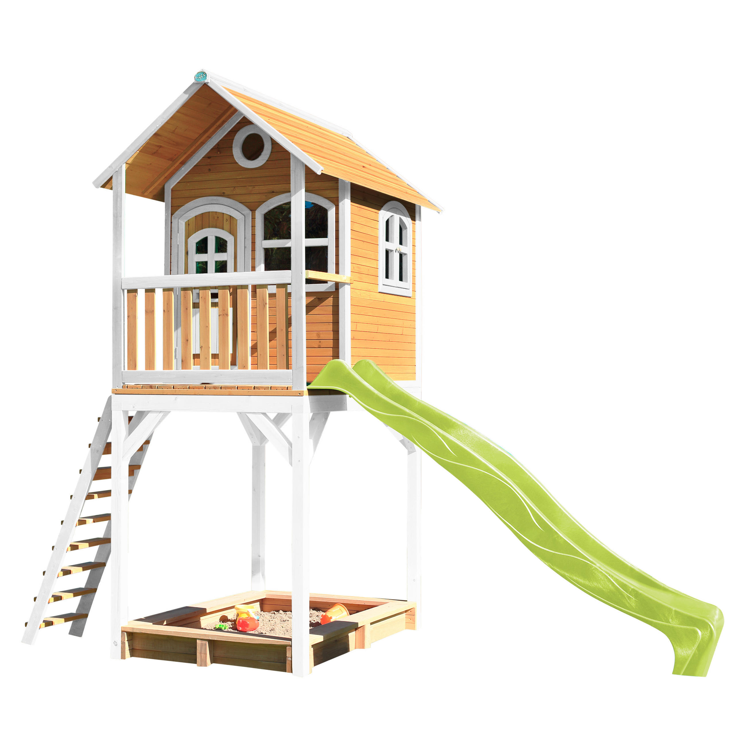 SPIELTURM 420/320/191 cm SPIELTURM ROMY  - Braun/Weiß, Basics, Holz/Kunststoff (420/320/191cm) - Ambia Garden