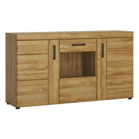 KOMODA, barve hrasta  - barve kroma/črna, Design, umetna masa/steklo (156,8/86/40,9cm) - Landscape