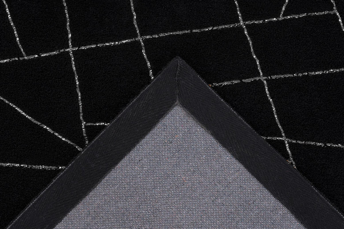 FLACHWEBETEPPICH 200/290 cm Bijou 125 Schwarz / Silber Schwarz, Silberfarben  - Silberfarben/Schwarz, KONVENTIONELL, Textil (200/290cm)