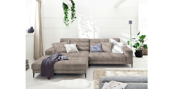 ECKSOFA in Flachgewebe Taupe 207/296 cm - Taupe/Schwarz, Design, Textil/Metall (207/296cm) - Dieter Knoll
