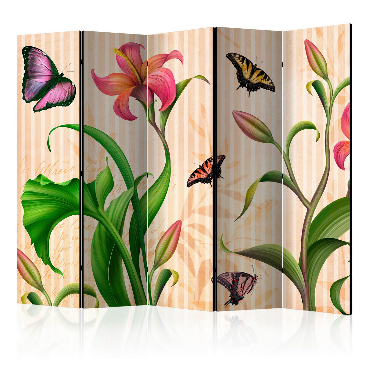 PARAVENT mit 5  Flügel - Multicolor, Basics, Holz/Textil (225/172/3cm) - artgeist