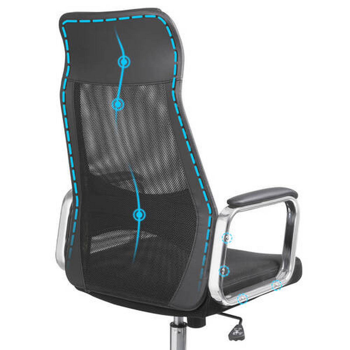 OTOČNÁ STOLIČKA, čierna, chrómová - čierna/chrómová, Basics, kov/plast (60/113-123/53cm) - Boxxx