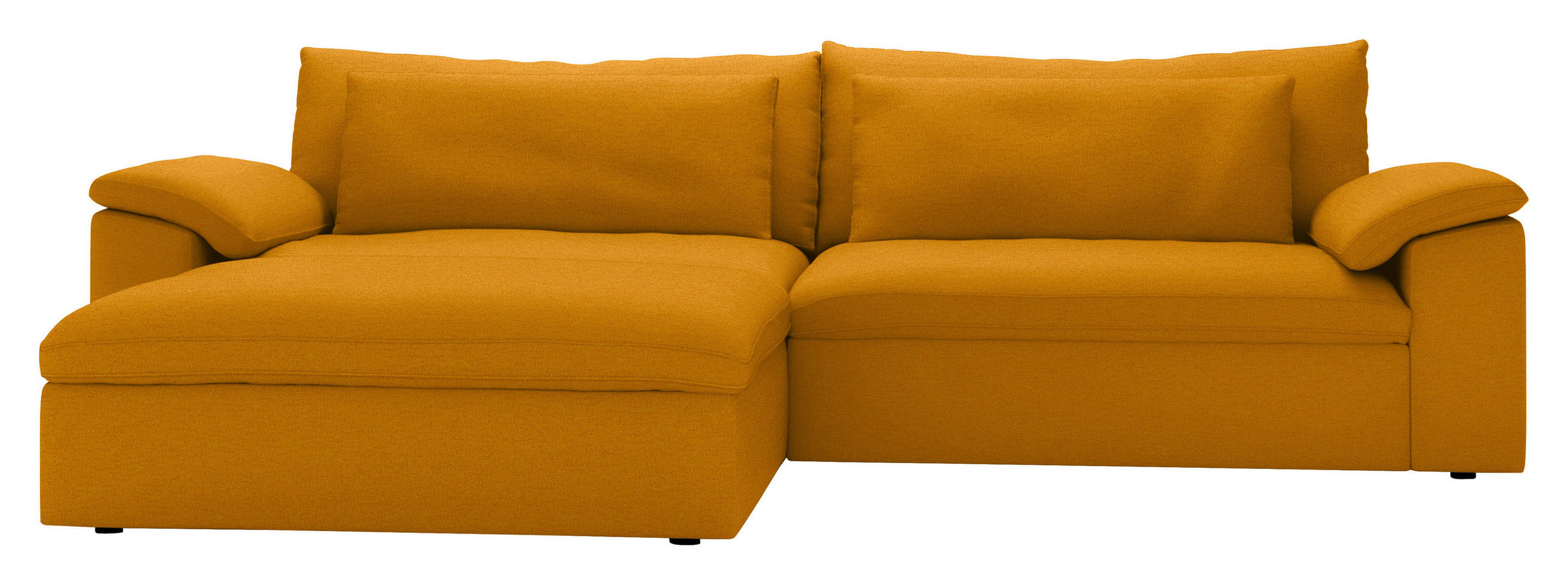 ECKSOFA Flachgewebe Currygelb  - Currygelb/Schwarz, Modern, Kunststoff/Textil (198/306cm) - Carryhome