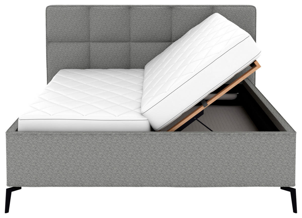 POLSTERBETT Bettkasten, motorische Verstellbarkeit, Fernbedienung, Lattenroste, Matratzen 180/200 cm  in Grau  - Schwarz/Weiß, KONVENTIONELL, Holz/Textil (180/200cm) - Musterring