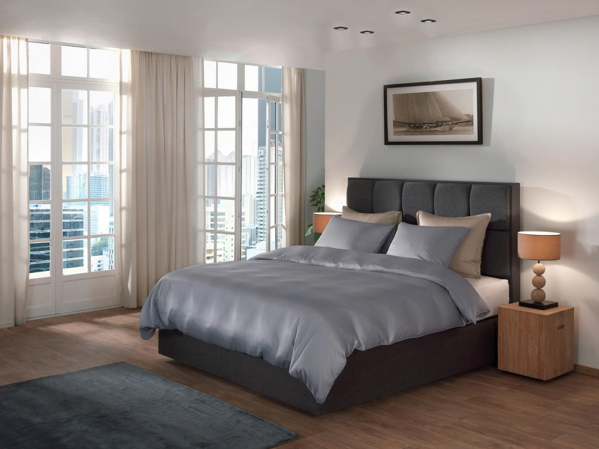 BETTWÄSCHE 2-teilig Suite-New-York Makosatin 135/200 cm  - Blau, Basics, Textil (135/200cm)