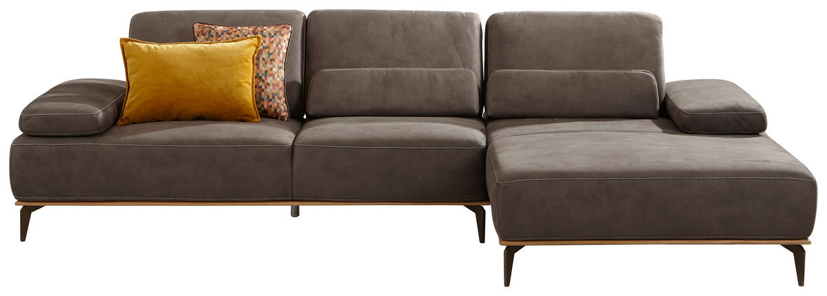ECKSOFA 16580 Sprint Mokka Mikrofaser  - Beige/Bronzefarben, Design, Textil/Metall (298/176cm) - Valnatura