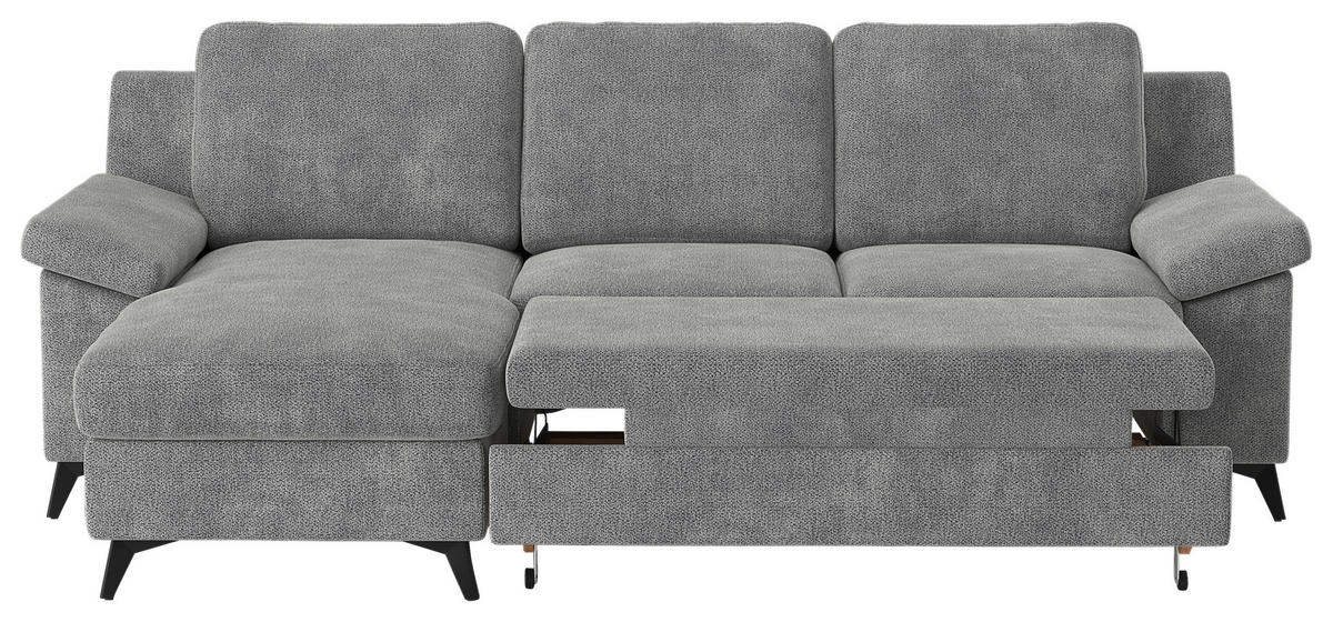 ECKSOFA in Chenille Grau  - Schwarz/Grau, Konventionell, Textil/Metall (156/245cm) - Cotta