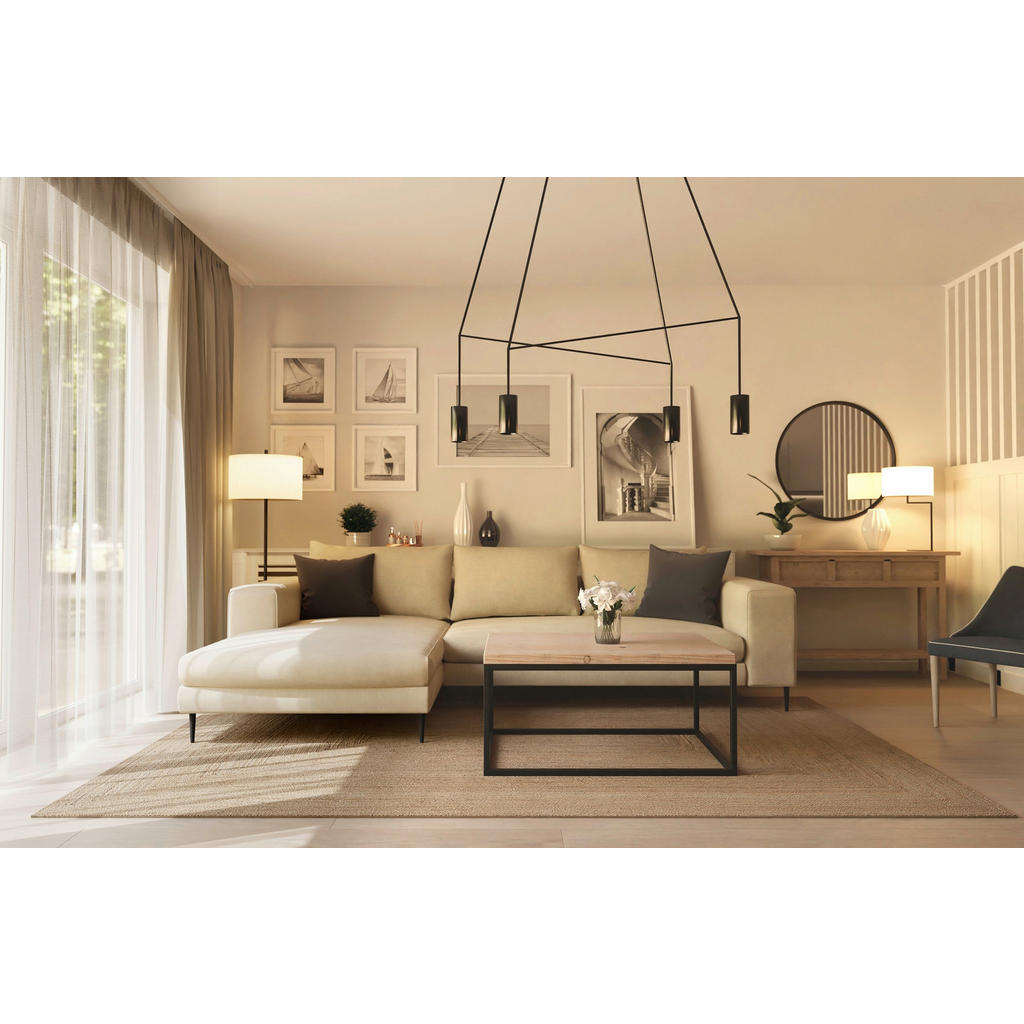 Thumbnail - Trendmanufaktur Ecksofa Aurora, Beige, Textil, 4-Sitzer, Füllung: Schaumstoff, Silikon, Ottomane links, L-Form, 325x170 ...