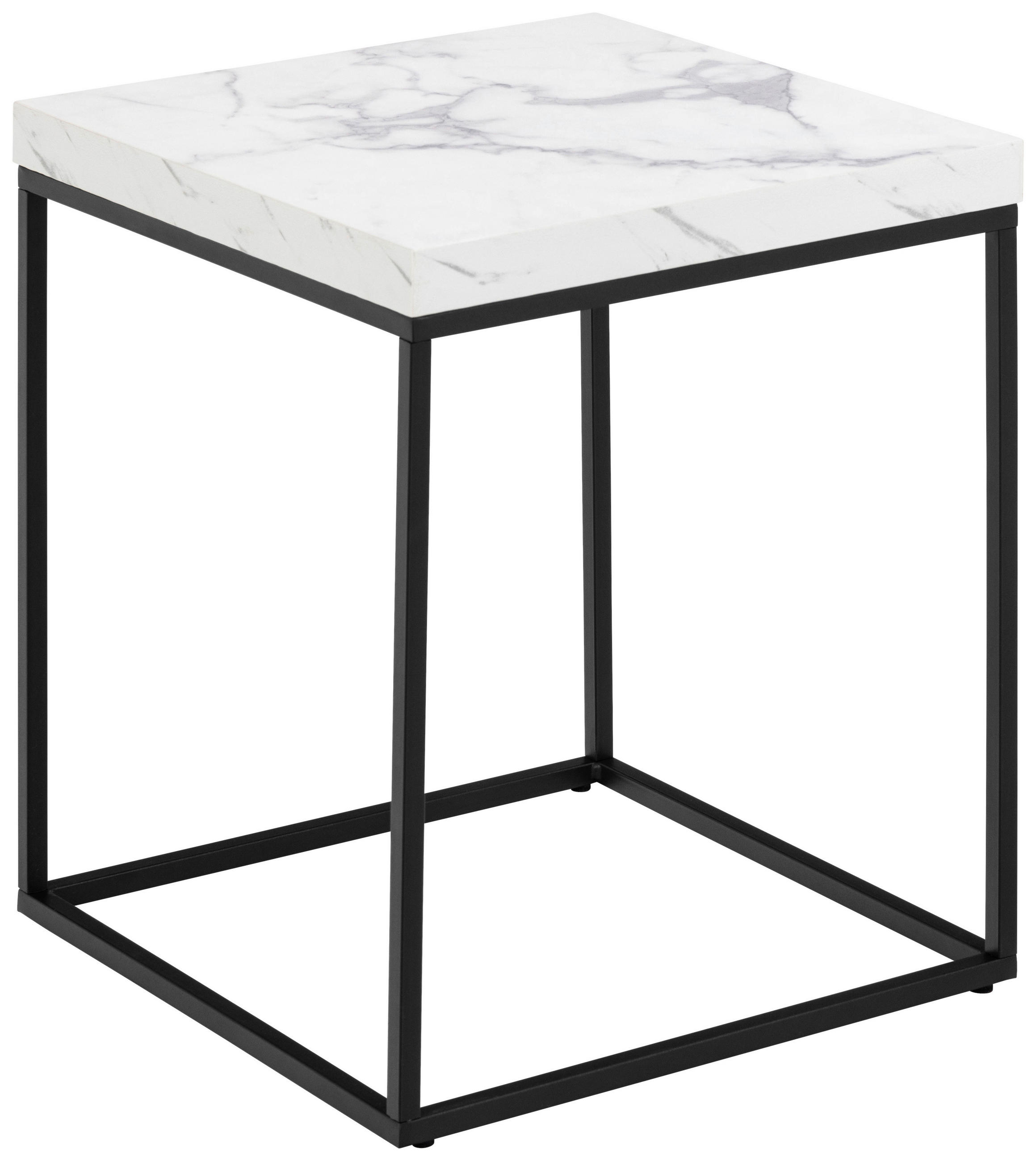 BEISTELLTISCH 40/40/45 cm Weiß quadratisch  - Schwarz/Weiß, Design, Holzwerkstoff/Metall (40/40/45cm) - Livetastic