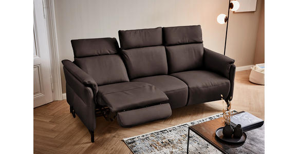 TRAPEZSOFA in Echtleder Dunkelbraun  - Dunkelbraun/Schwarz, KONVENTIONELL, Leder/Metall (221/103/95cm) - Dieter Knoll