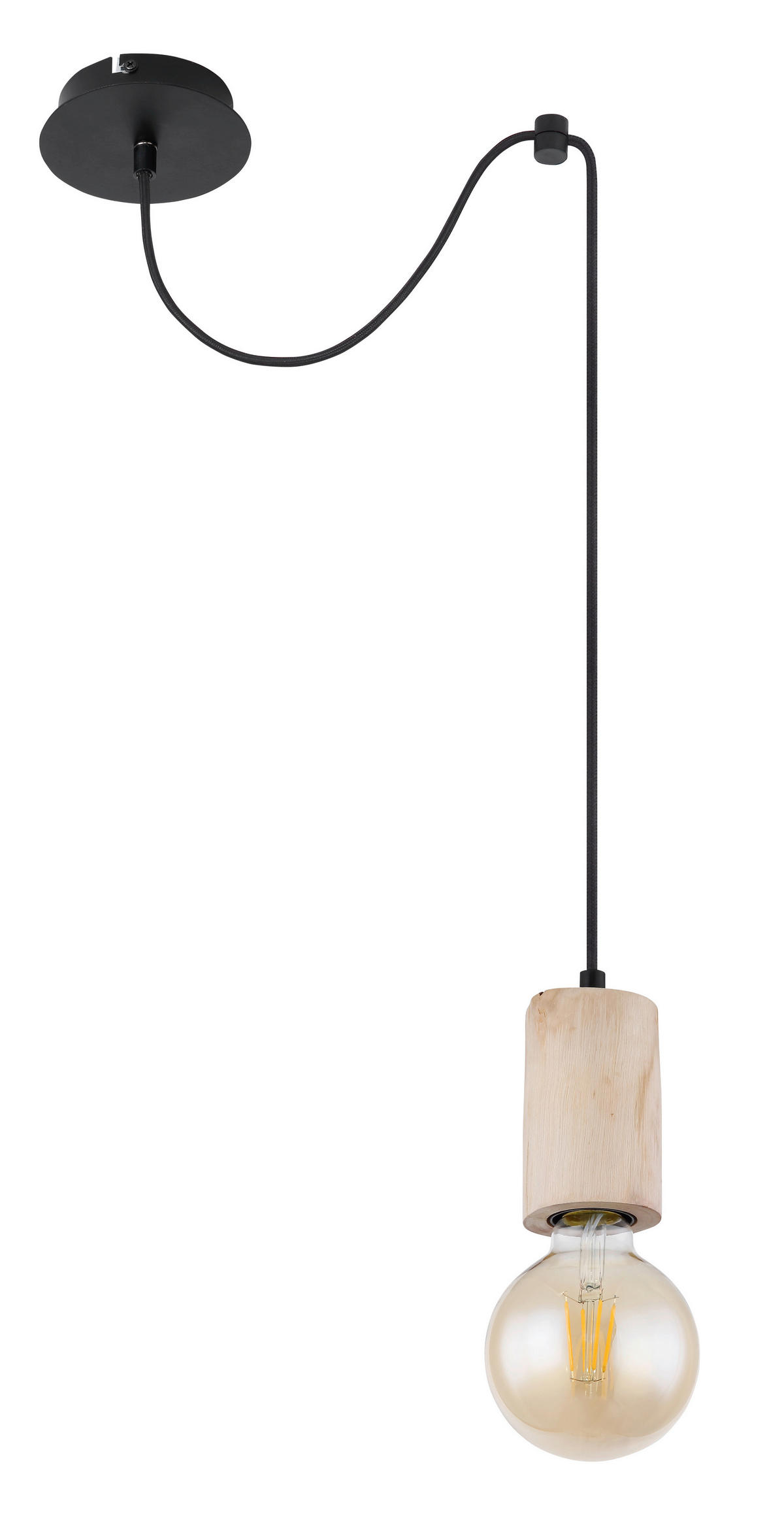 VISEČA SVETILKA        12/160 cm      E27 - črna/naravne barve, Natur, kovina/les (12/160cm)