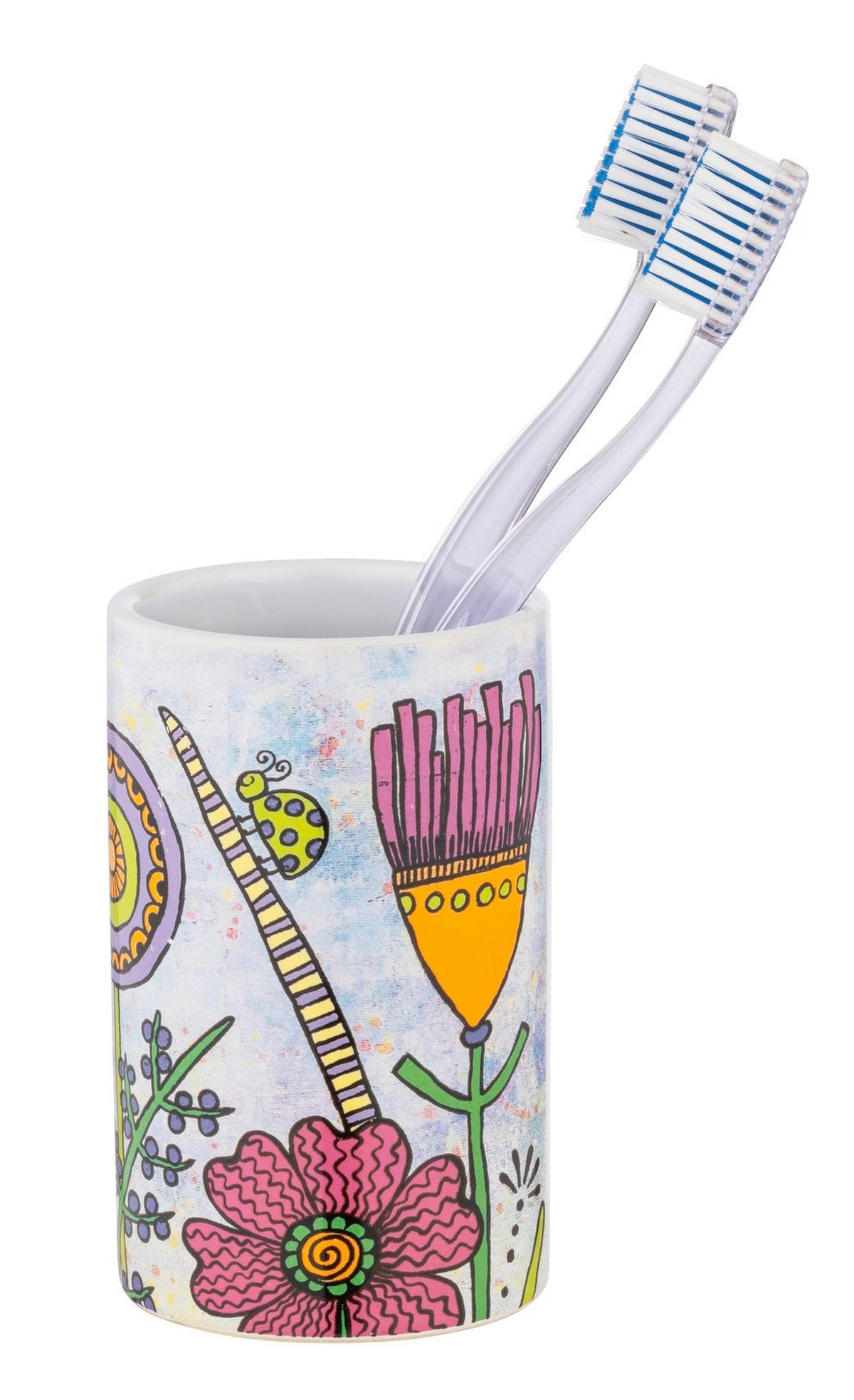 ZAHNPUTZBECHER Keramik  - Gelb/Lila, Trend, Keramik (6,5/11/6,5cm) - Wenko