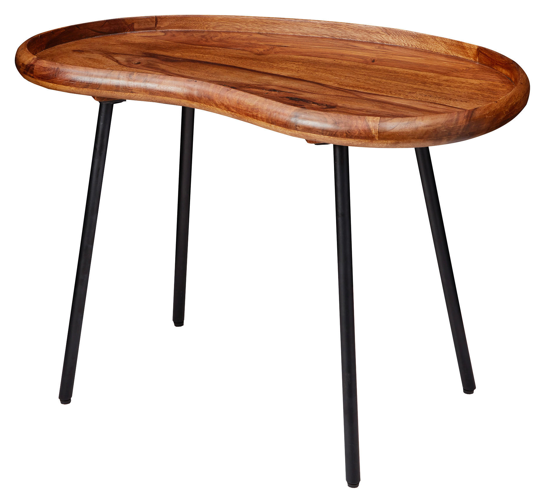 COUCHTISCH Sheesham massiv 71/40/51 cm Freiform Sheeshamfarben  - Sheeshamfarben/Schwarz, Design, Holz/Metall (71/40/51cm) - MID.YOU