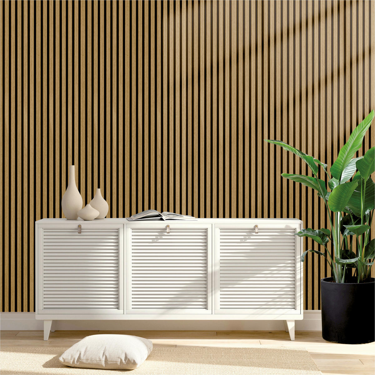 AKUSTIKPANEEL Echtholz  - Eichefarben, Basics, Holzwerkstoff/Kunststoff (244/56/1,8cm) - Novel