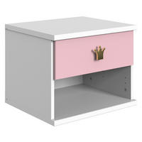 NOČNA OMARICA, roza, bela  - zlate barve/roza, Konvencionalno, umetna masa/leseni material (46/38/40cm) - Ti'me