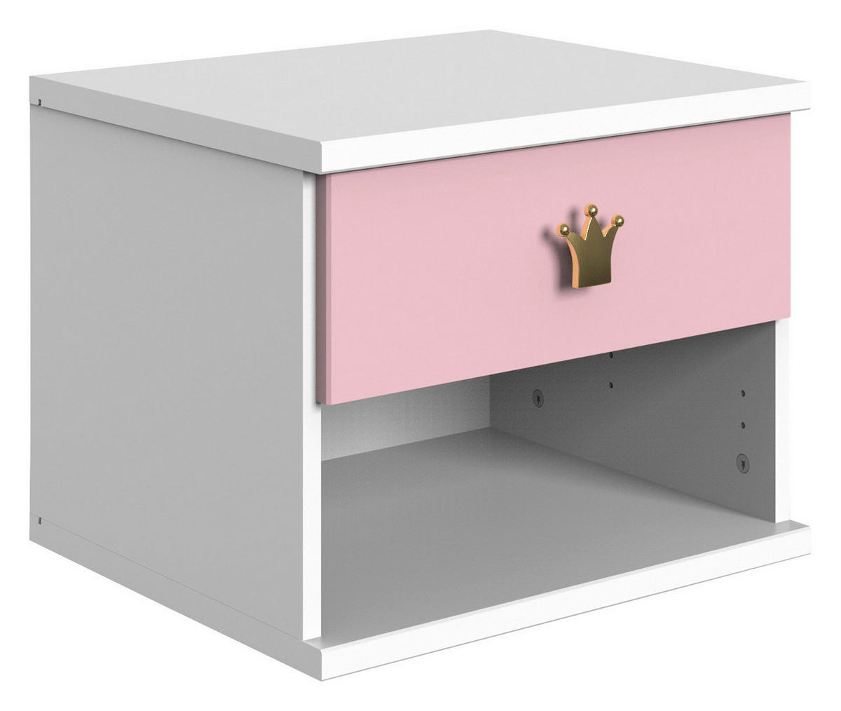 NOČNA OMARICA, roza, bela  - zlate barve/roza, Konvencionalno, umetna masa/leseni material (46/38/40cm) - Ti'me