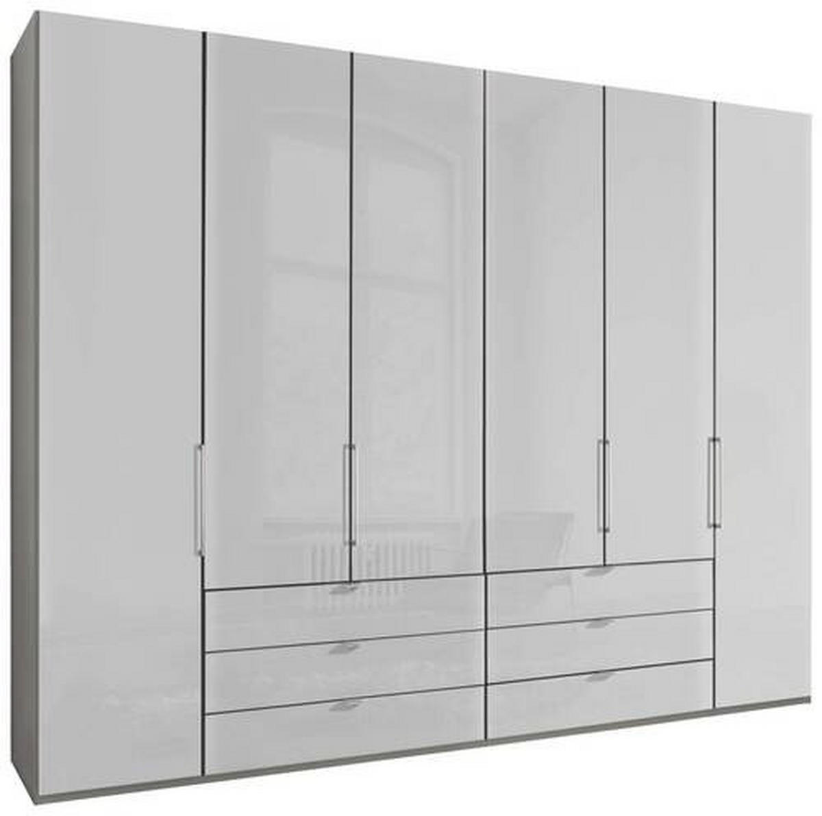 FALTTÜRENSCHRANK  in Grau, Weiß  - Chromfarben/Weiß, KONVENTIONELL, Glas/Holzwerkstoff (300/236/58cm) - Dieter Knoll