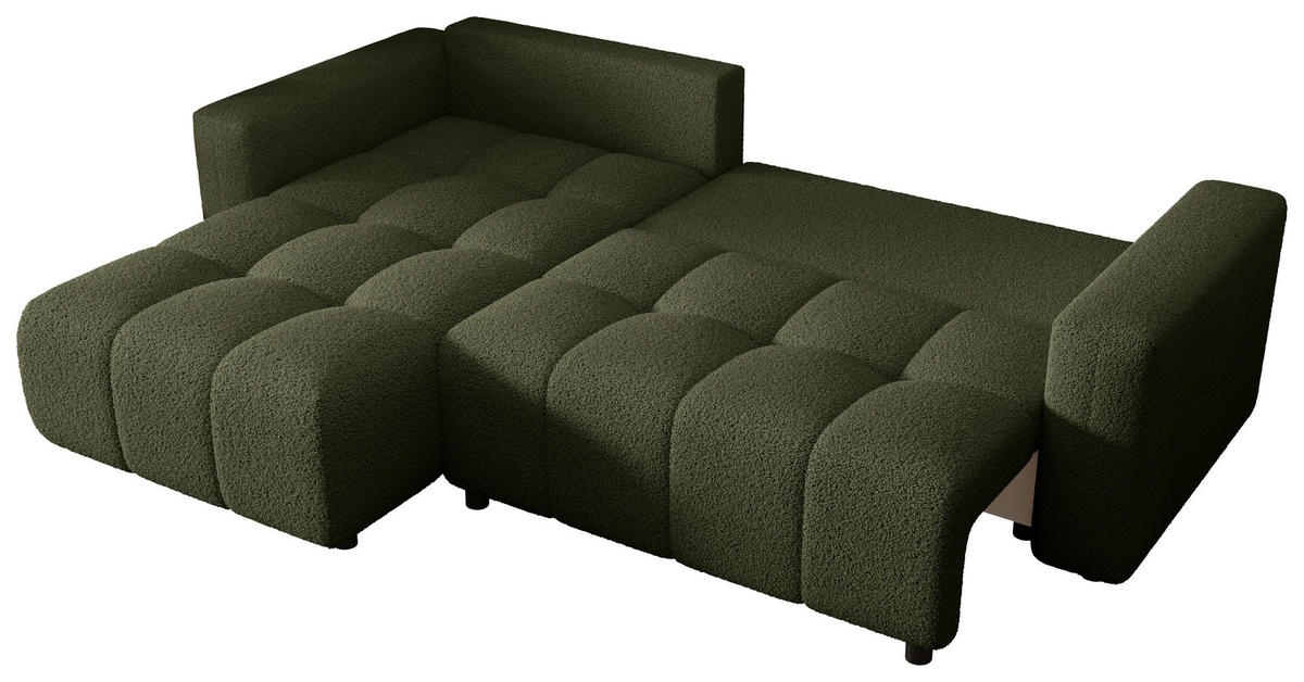 ECKSOFA  in Bouclé Grün  - Schwarz/Grün, MODERN, Kunststoff/Textil (190/280cm) - Carryhome