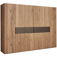 DREHTÜRENSCHRANK 301,9/223,3/62 cm,  in Bronzefarben, Wildeiche, 6-türig  - Wildeiche/Bronzefarben, Natur, Glas/Holz (301,9/223,3/62cm) - Valnatura