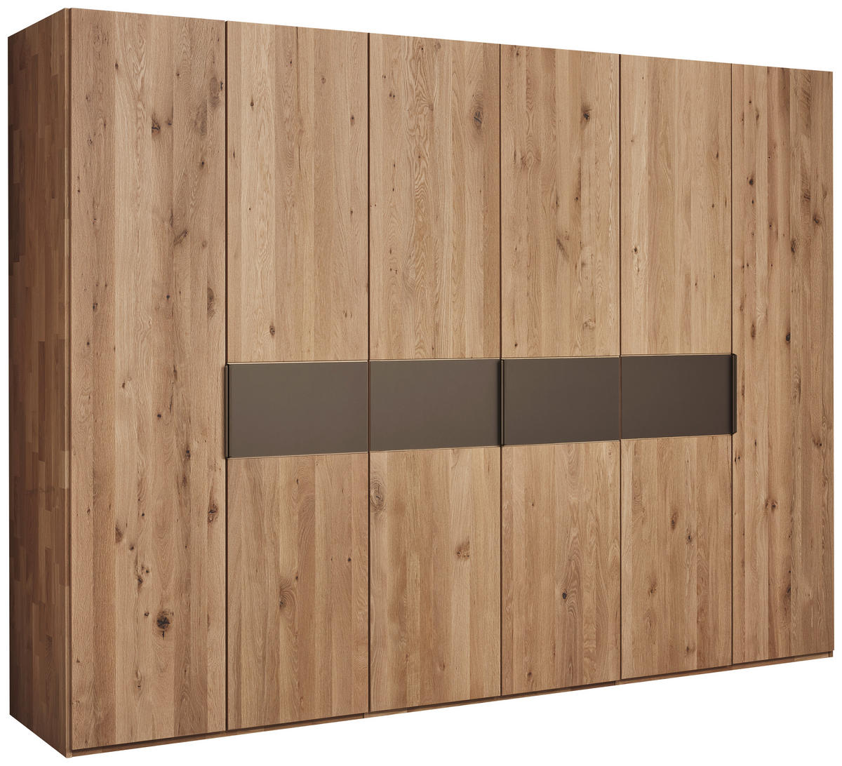 DREHTÜRENSCHRANK 301,9/223,3/62 cm,  in Bronzefarben, Wildeiche, 6-türig  - Wildeiche/Bronzefarben, Natur, Glas/Holz (301,9/223,3/62cm) - Valnatura