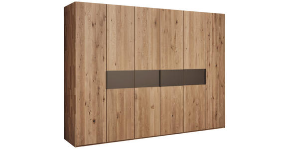 DREHTÜRENSCHRANK 301,9/223,3/62 cm,  in Bronzefarben, Wildeiche, 6-türig  - Wildeiche/Bronzefarben, Natur, Glas/Holz (301,9/223,3/62cm) - Valnatura