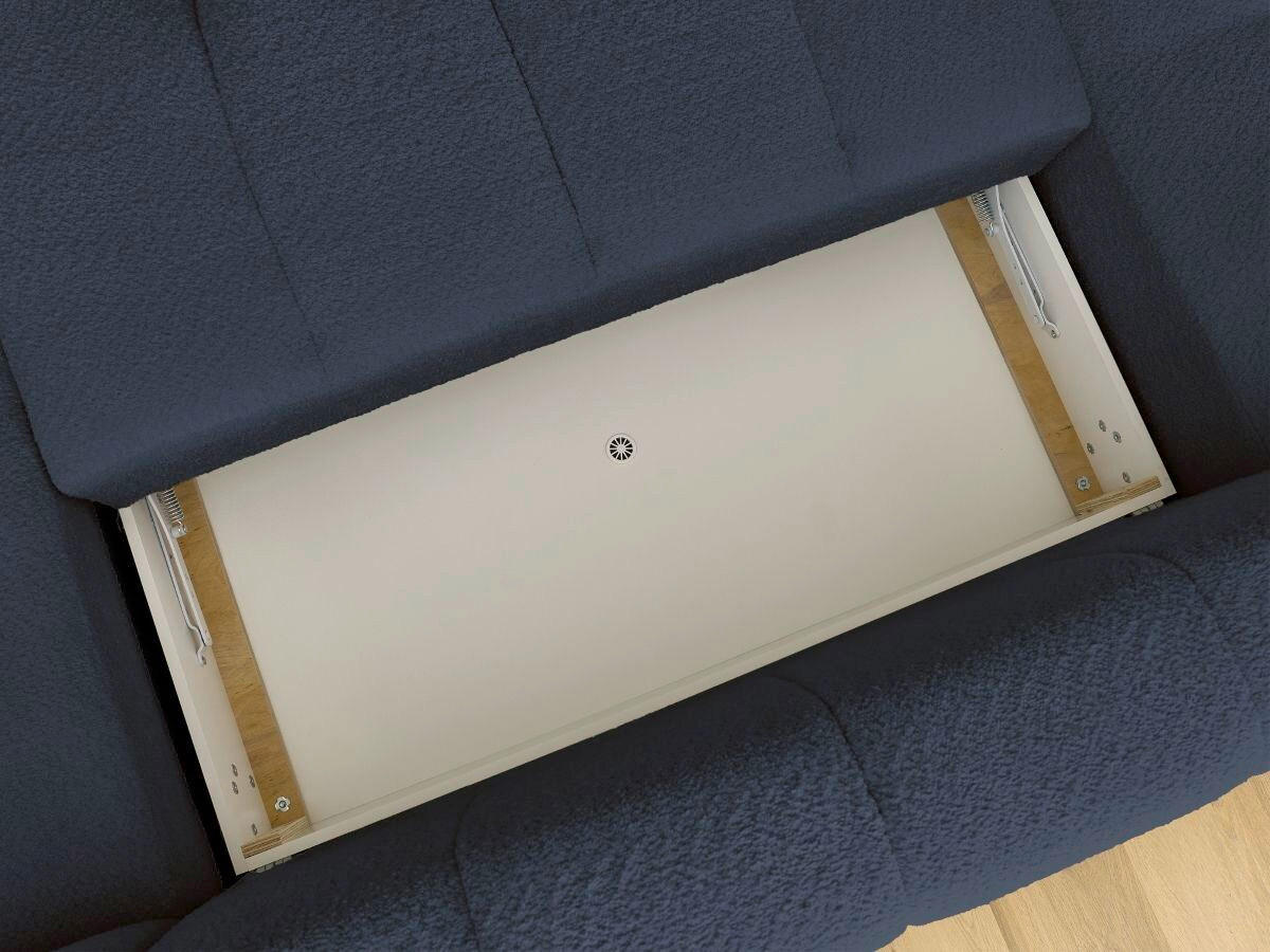 WOHNLANDSCHAFT  FUJI  Dunkelblau Bouclé  - Schwarz/Dunkelblau, MODERN, Kunststoff/Textil (204/377/160cm)