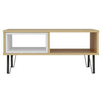 COUCHTISCH Savannah 90/60/41,1 cm quadratisch Weiß, Eichefarben  - Eichefarben/Schwarz, Design, Holzwerkstoff/Metall (90/60/41,1cm) - Livetastic