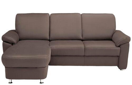 ECKSOFA in Flachgewebe Dunkelbraun  163/250 cm  - Chromfarben/Dunkelbraun, KONVENTIONELL, Textil/Metall (163/250cm) - Beldomo System