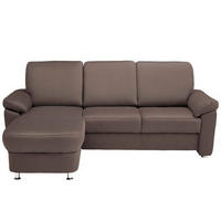 ECKSOFA in Flachgewebe Dunkelbraun  - Chromfarben/Dunkelbraun, Konventionell, Textil/Metall (163/250cm) - Beldomo System