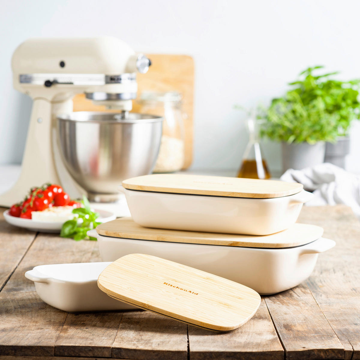 AUFLAUFFORM Keramik, Naturmaterialien Steingut  - Creme/Weiß, Basics, Naturmaterialien/Keramik (24cm) - Kitchenaid