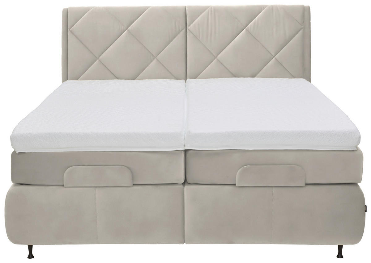 BOXSPRINGBETT 180/200 cm  in Creme  - Creme/Schwarz, Konventionell, Textil/Metall (180/200cm) - Dieter Knoll