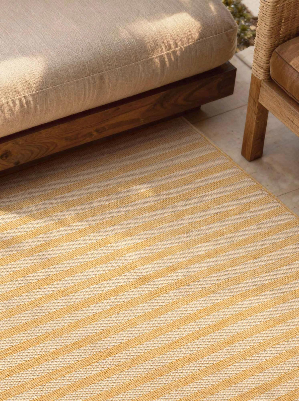 FLACHWEBETEPPICH 200/300 cm Haringey Weiß, Dunkelgelb rechteckig  - Dunkelgelb/Weiß, Design, Kunststoff (200/300cm)