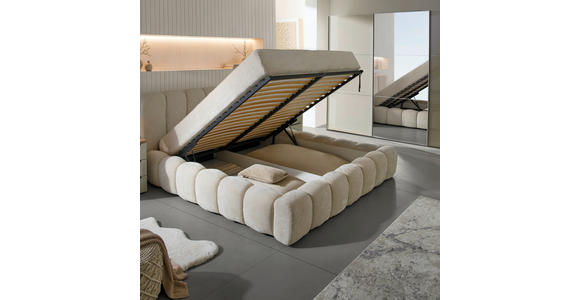 POLSTERBETT Lattenrost, Bettkasten Creme 180/200 cm - Birkefarben/Creme, Trend, Holz/Kunststoff (180/200cm) - Esposa