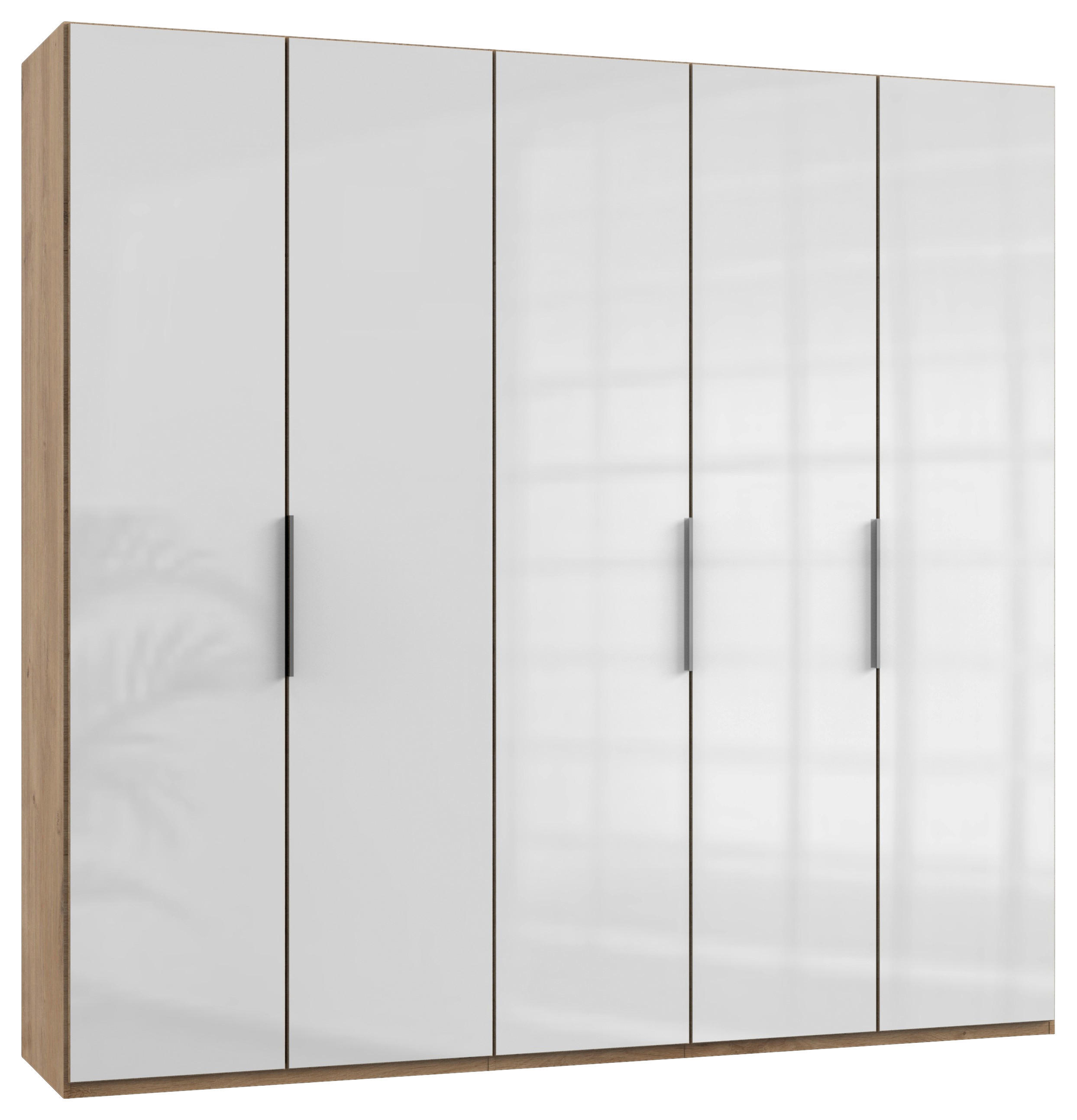 DREHTÜRENSCHRANK 250/236/58 cm 5-türig  - Chromfarben/Weiß Hochglanz, MODERN, Holzwerkstoff/Metall (250/236/58cm) - MID.YOU