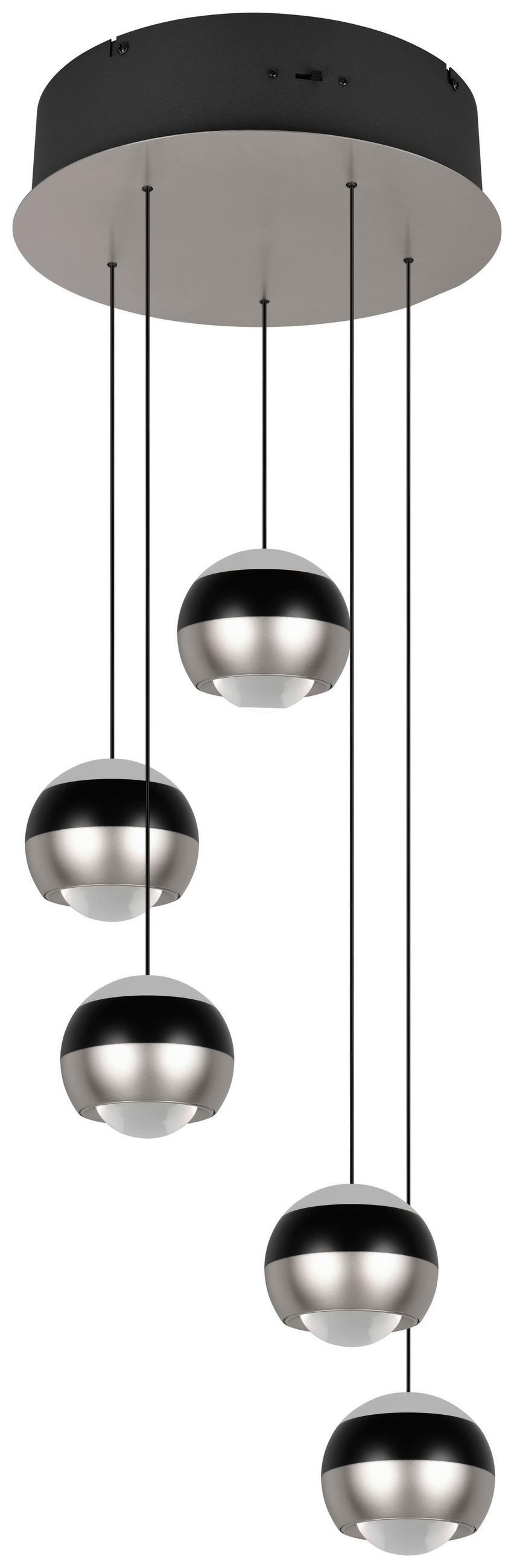 ZÁVESNÉ LED SVIETIDLO, 30/150 cm  - čierna/niklová, Design, kov (30/150cm) - Trio Leuchten