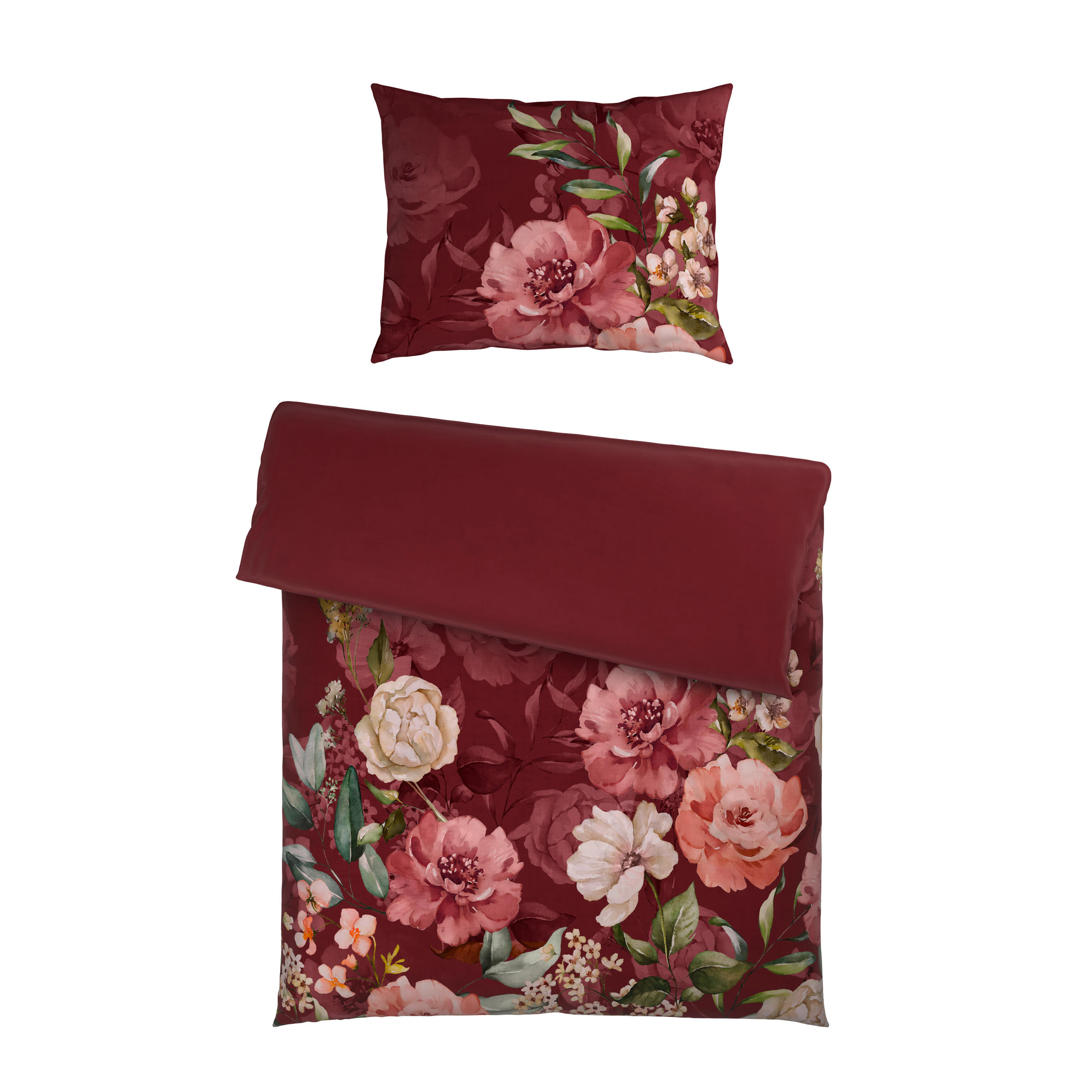 BETTWÄSCHE 2-teilig Mavie Satin 140/200 cm  - Dunkelrot, KONVENTIONELL, Textil (140/200cm) - Esposa