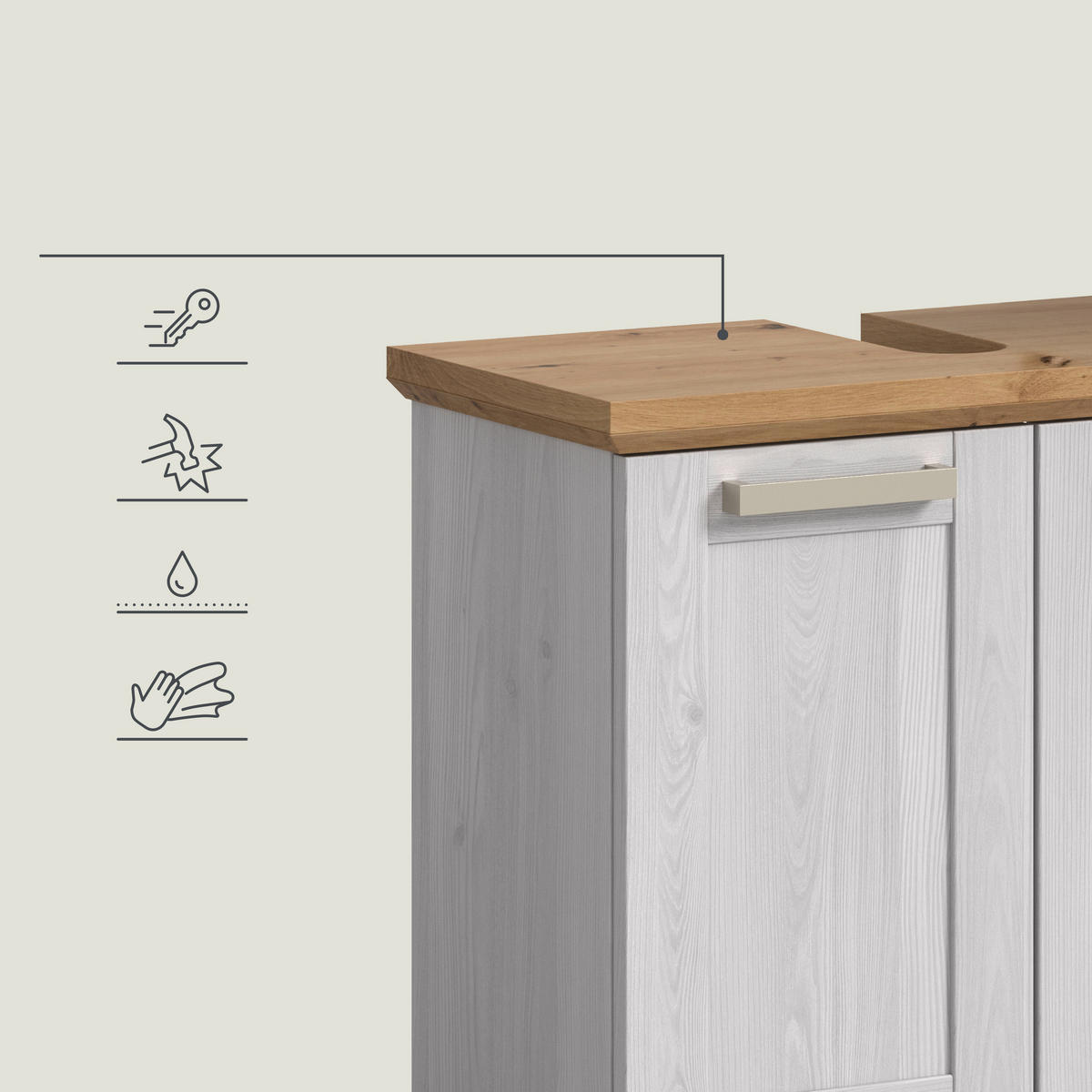 KOUPELNA barvy modřínu, dub artisan  - barvy stříbra/barvy modřínu, Trend, kompozitní dřevo/plast (108cm) - MID.YOU