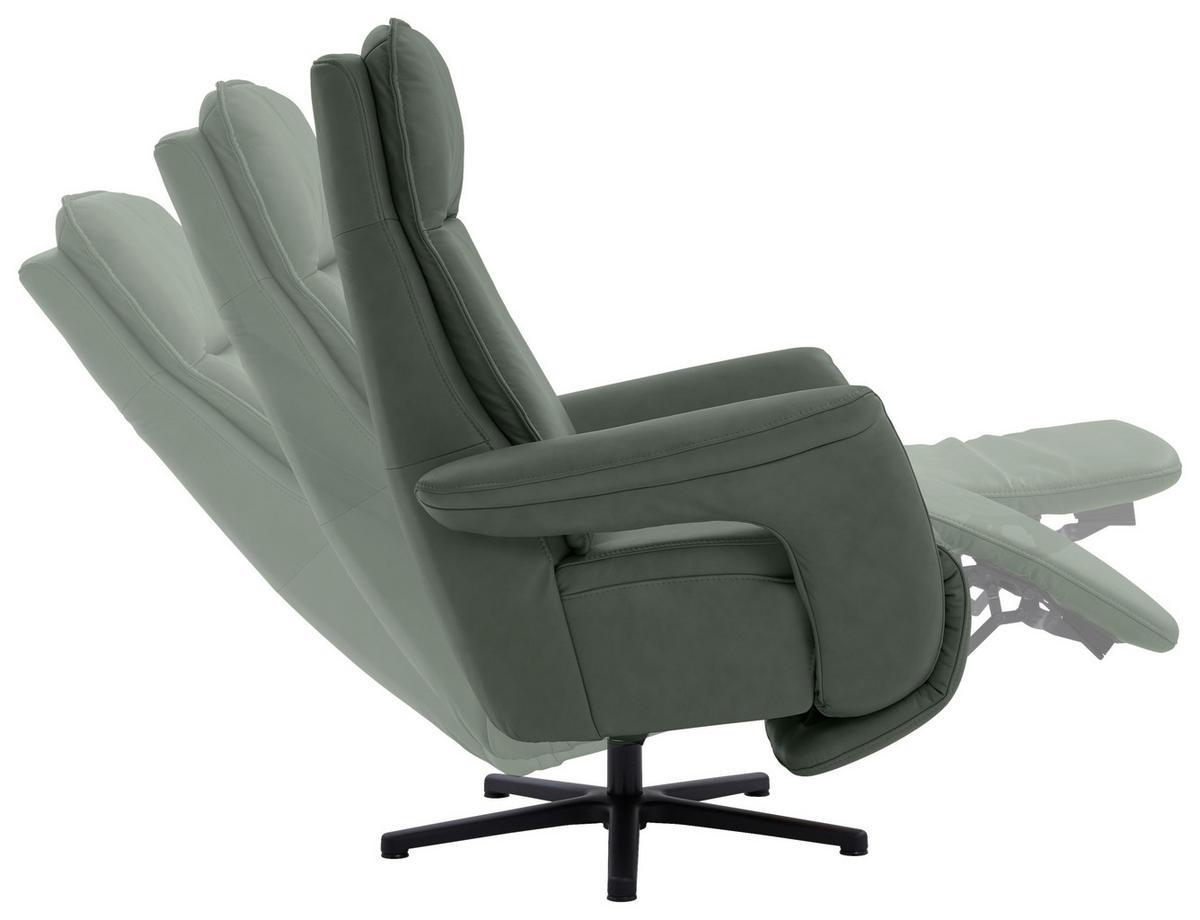 RELAXSESSEL in Leder Dunkelgrün  - Dunkelgrün/Schwarz, Design, Leder/Metall (83/112/87-174cm) - Valdera