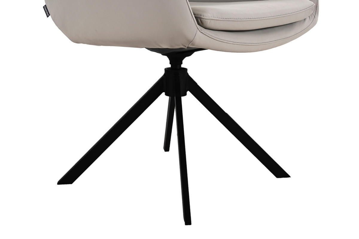 ARMLEHNSTUHL  Sitzfläche 360° drehbar, automatische Rückholfunktion  Echtleder  Taupe  - Taupe/Schwarz, Design, Leder/Metall (62,5/86,5/66,5cm) - Dieter Knoll